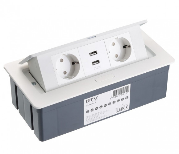 Удлинитель для офиса прямоугольный SOFT AE-PBSUC2GS-10 (2 розетки, 2xUSB, заземл-усик) БЕЛЫЙ