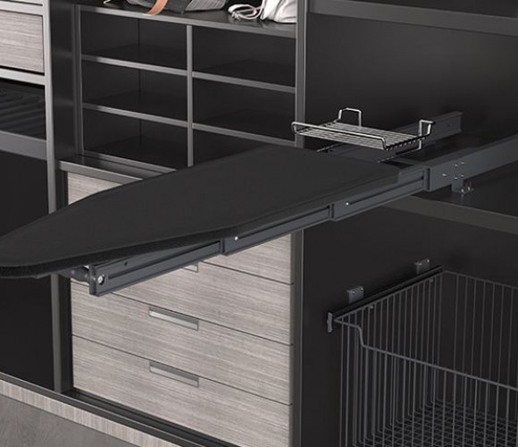 Выдвижная гладильная доска Starax с фасадом в 400 базу, антрацит   S-6616-A