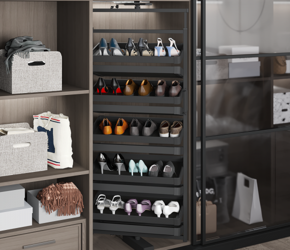 Полка Starax для обуви, поворотная шир. 800 мм  (700х360х1070-1270 мм), антрацит S-6832-A