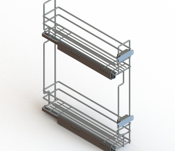 Cargo mini 150мм Квадро 1 + направл. Хеттих PUSH TO OPEN, бок.крепл. Правая, с крепл. к фасаду