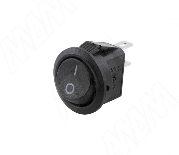 Выключатель круглый врезной, клавишный D=16,5мм, Черный   SW-SN-R-M-BL