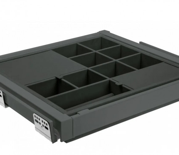 Корзина с органайзером с доводчиком, полного выдв., графит / антрацит   WG-PRZEG60-60-A