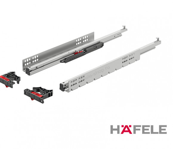 Направляющие скрытого монтажа, Полного выдв. 500мм с доводчиком   433.07.505