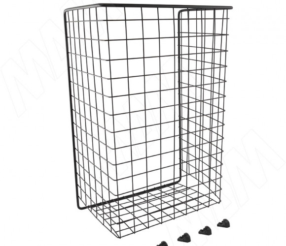 Корзина для белья с креплением на дверцу BASE, в базу 400мм, черный муар КБ40525-1