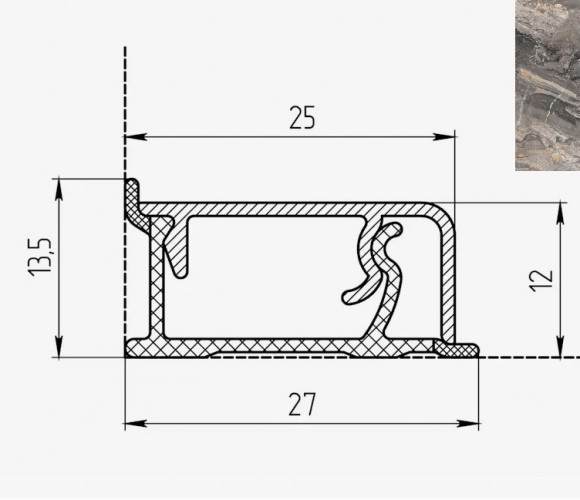 Плинтус КВАДРО Д FS090   Делоникс серый 27*13*4200мм