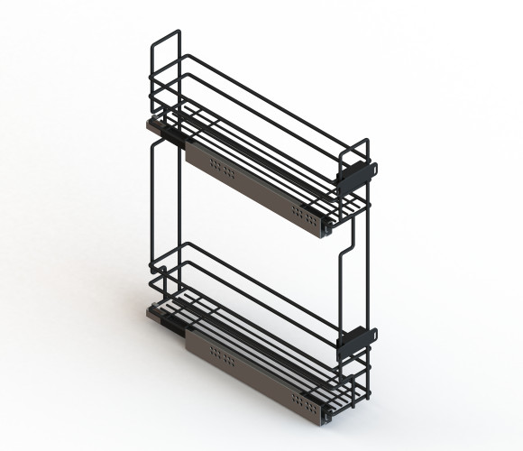 Cargo mini 150мм Квадро GTV + направл. GTV, бок.крепл. Левая, с крепл. к фасаду, Черный