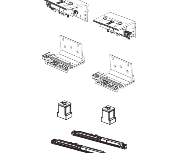 Комплект фурнитуры на шкаф-купе DTC TRACK-PRO GT, на 2 двери, с доводчиком, на 50-80кг (GT1850HD) 0018888
